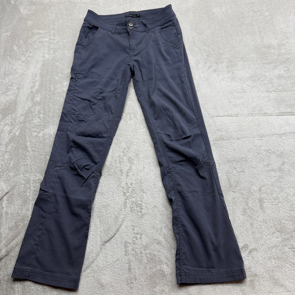 prAna Halle Straight Leg Hiking Pants Womens 2 Charcoal Gray Stretch Zion Travel